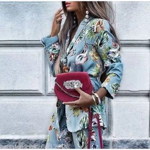 Zara blue floral blazer